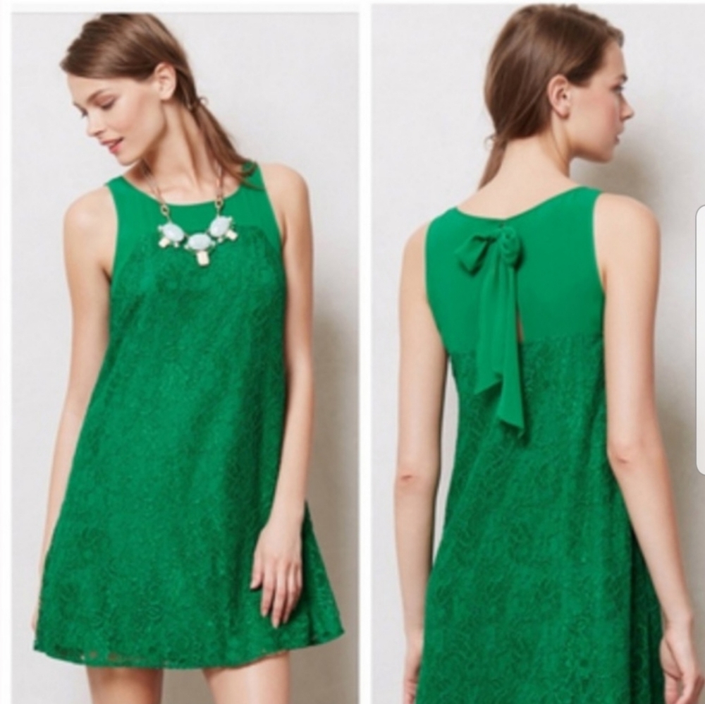 Green Anthropologie Holiday Dress Size 0